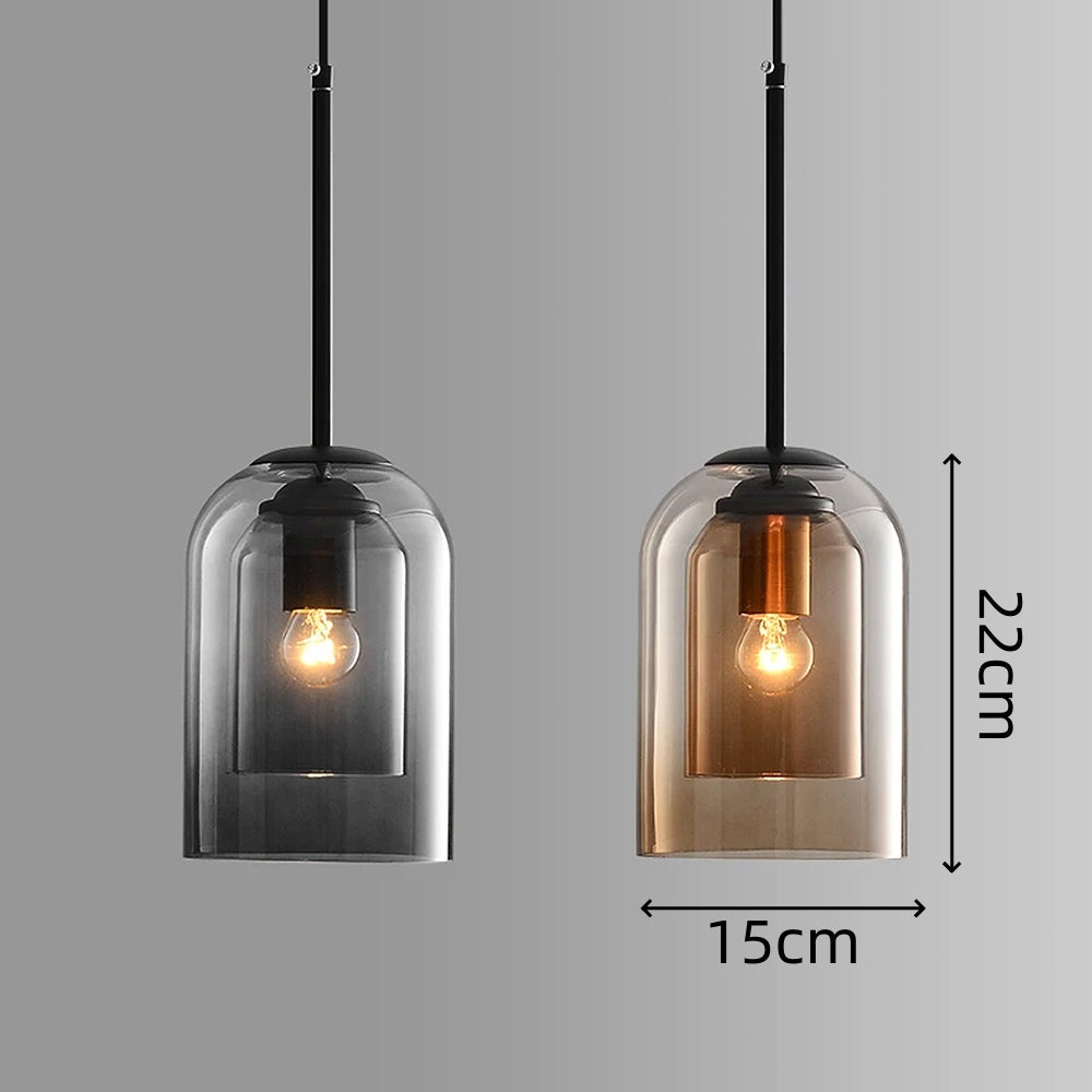 Glazen Hanglamp – Modern, Dubbele Laag, IJzer & Glas