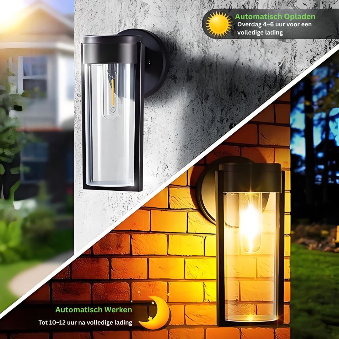 Solar Wandlamp Buitenverlichting met Automatische Aan/Uit Functie - Waterdicht