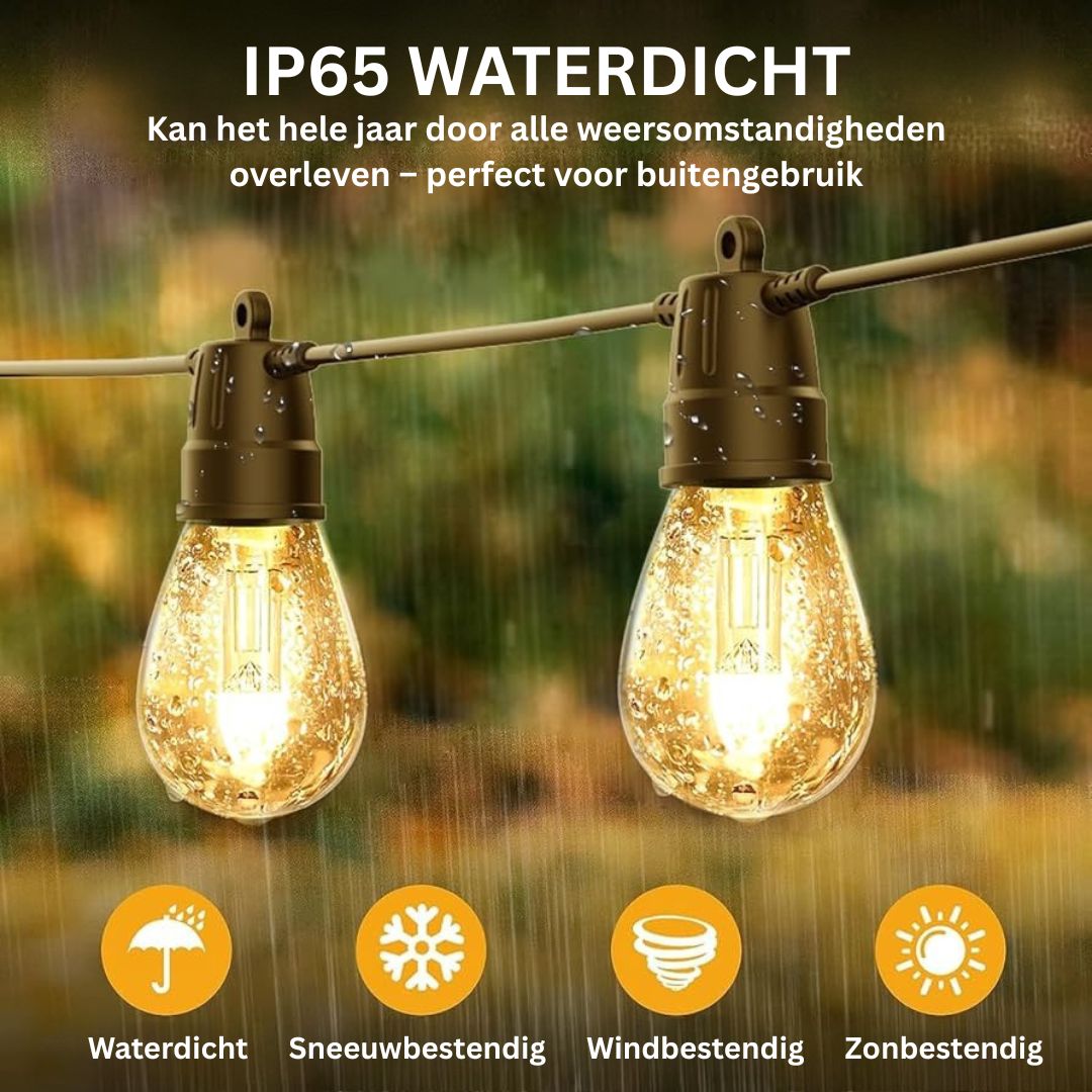 Solar Festoon Tuinverlichting 15m Draadloos IP65 Weerbestendig