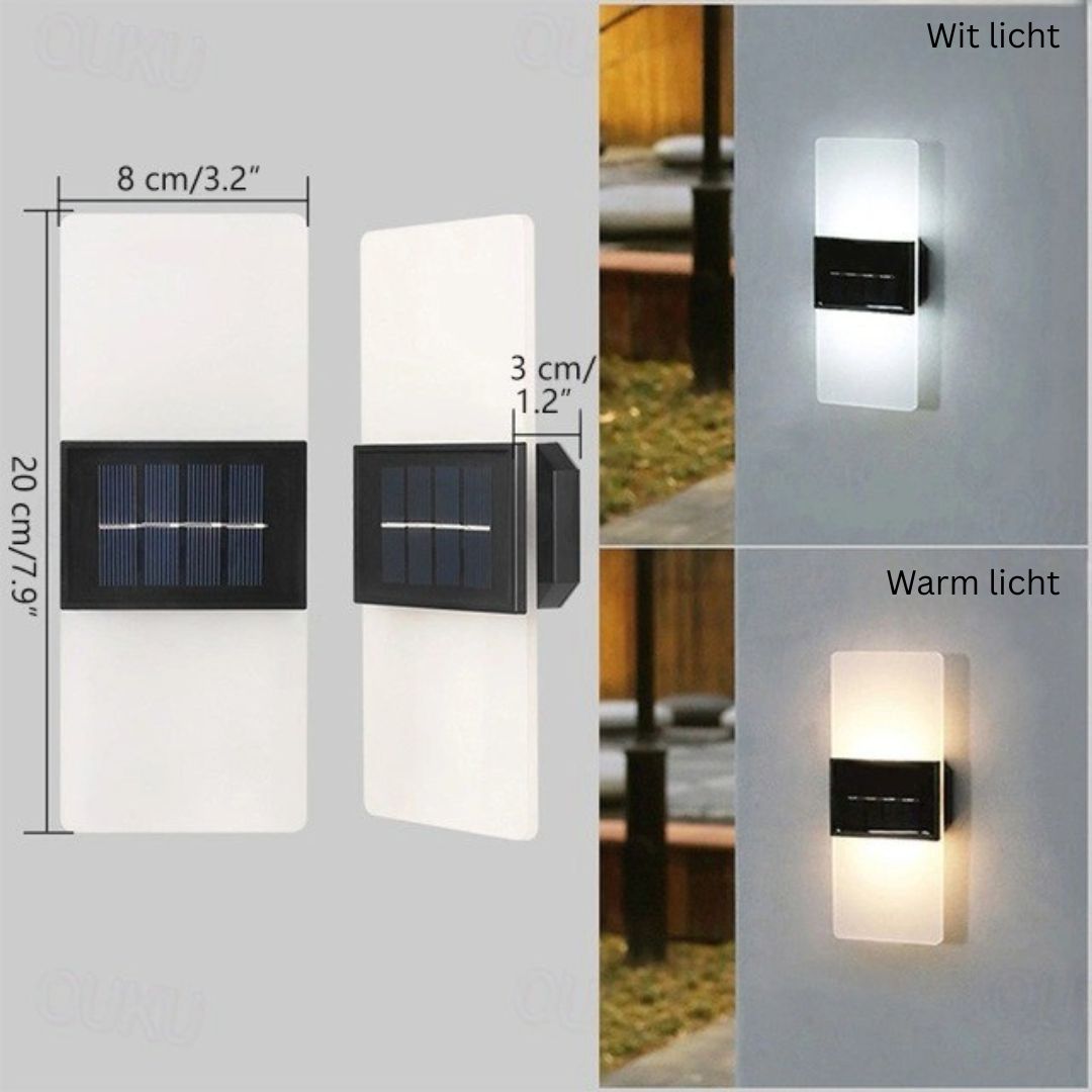 2 stuks Solar Wandlampen Waterdicht LED Buiten met Warm Wit Modus