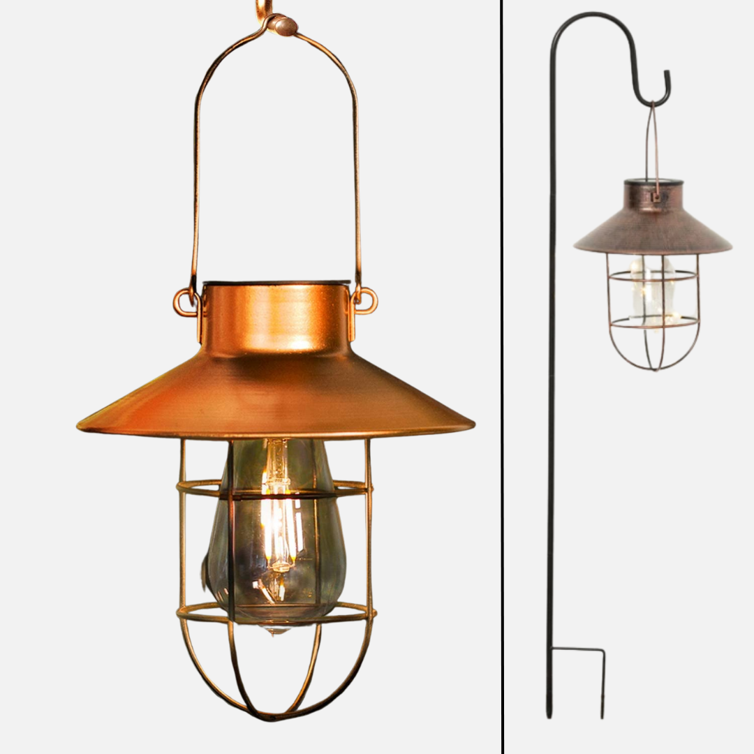 Hangende Buitenlamp met Sensor – Solar Tuinverlichting met Warme LED Verlichting