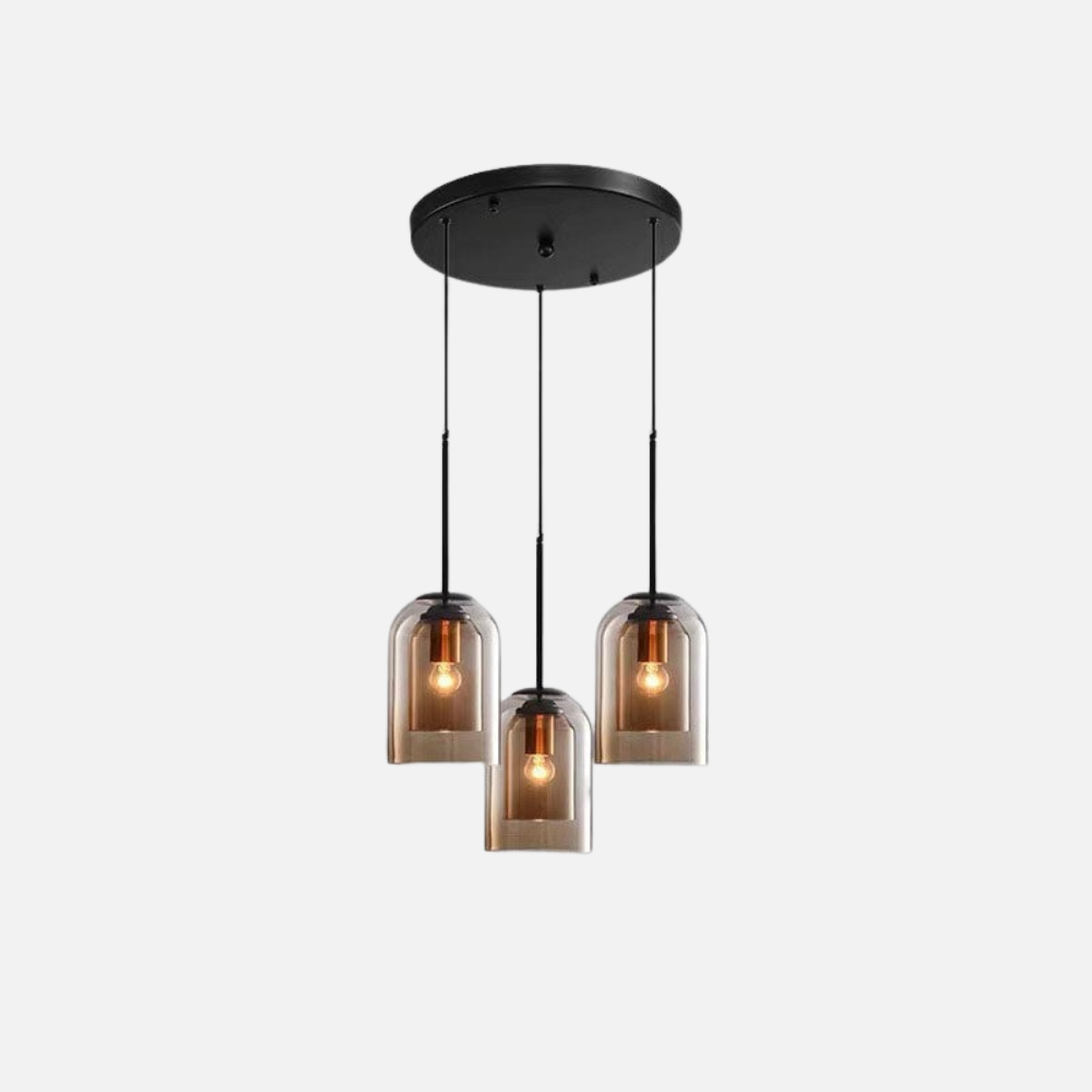Glazen Hanglamp – Modern, Dubbele Laag, IJzer & Glas