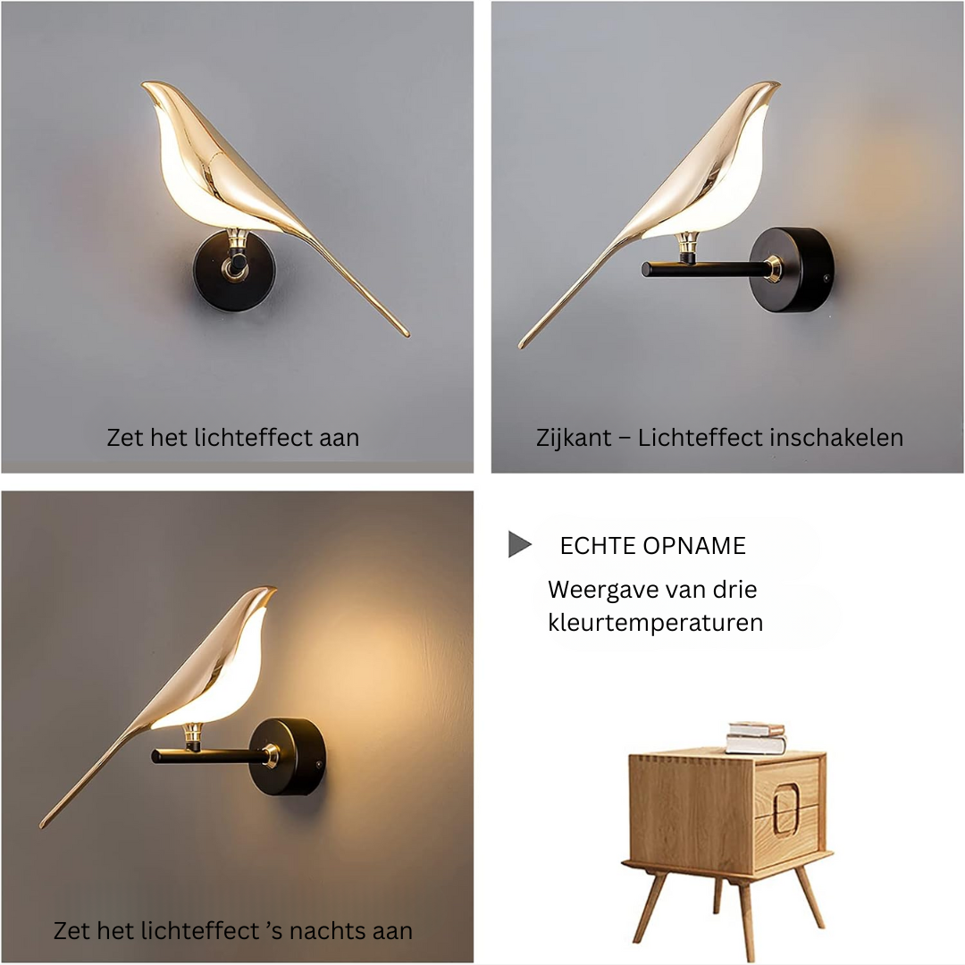 Moderne LED Vogel Wandlamp – Energiezuinig & Eenvoudig te Installeren