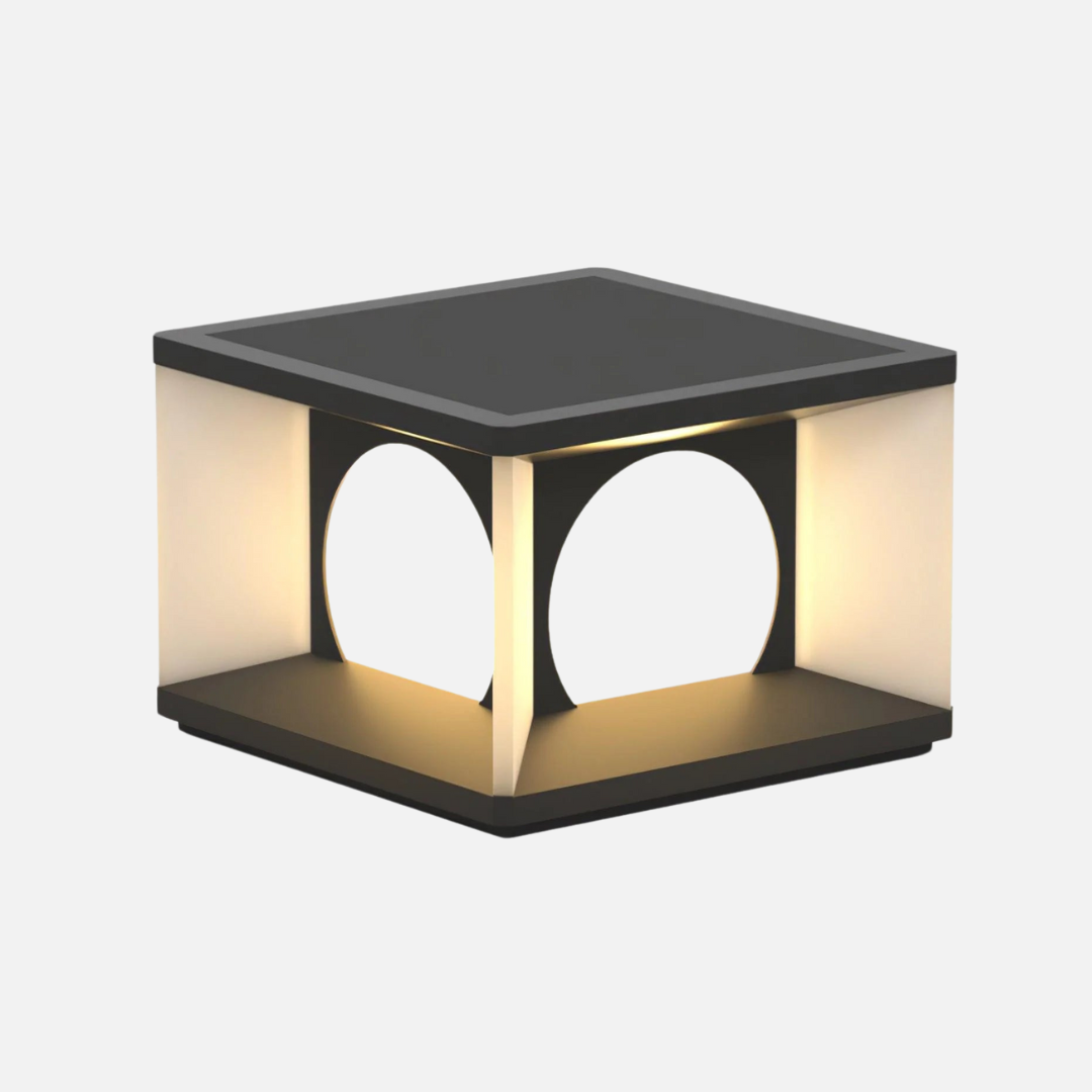 Vierkante Buitenlamp Zwart Eclipse Cube met Ingebouwde LED Verlichting
