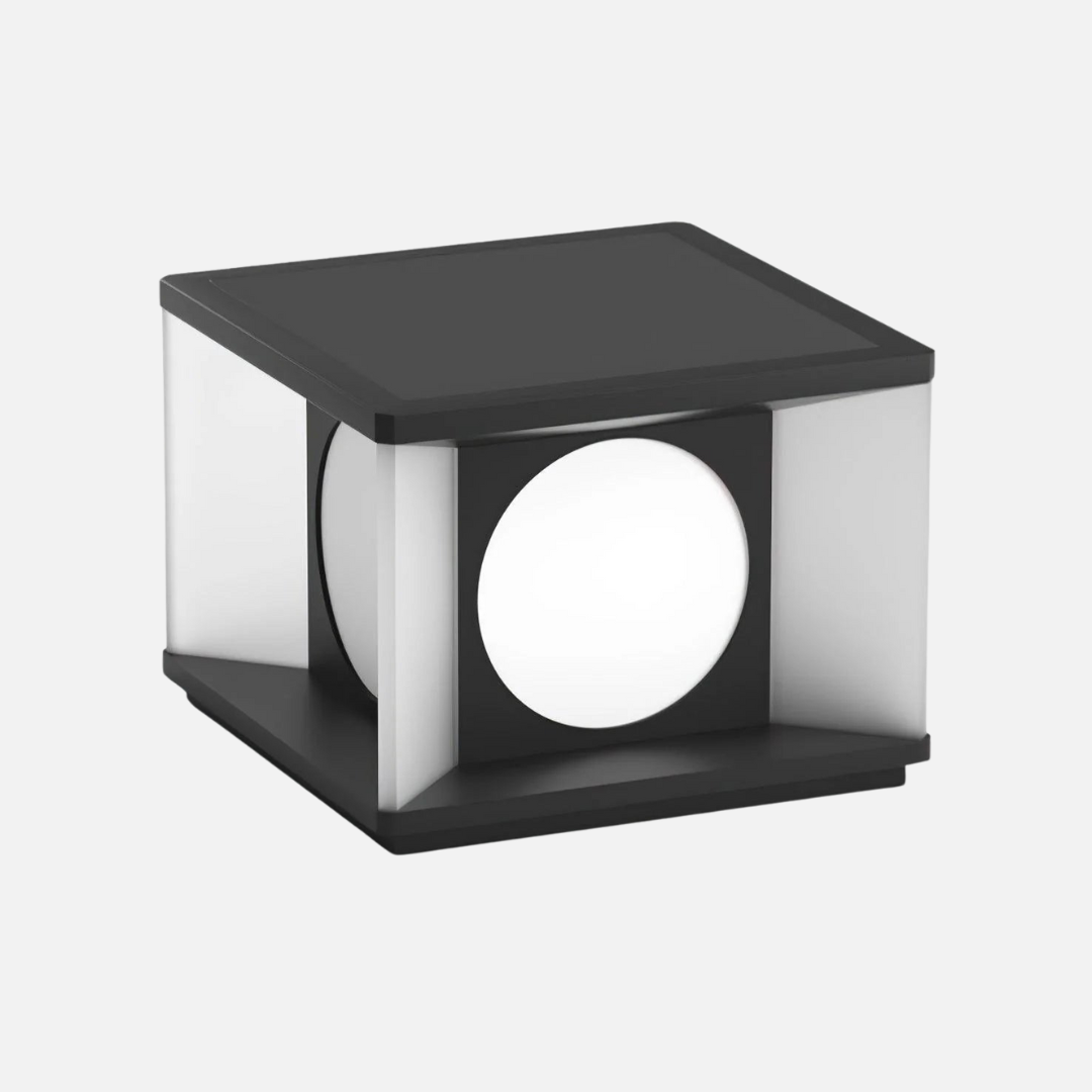 Vierkante Buitenlamp Zwart Eclipse Cube met Ingebouwde LED Verlichting