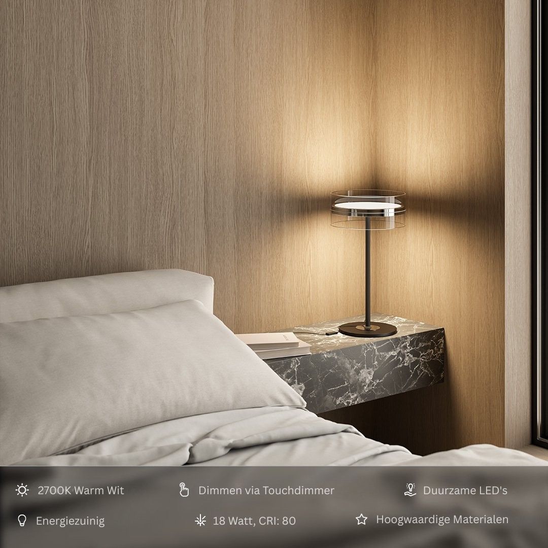 Elegante Tafellamp Zwart met Dimmable Functie en LED Technologie
