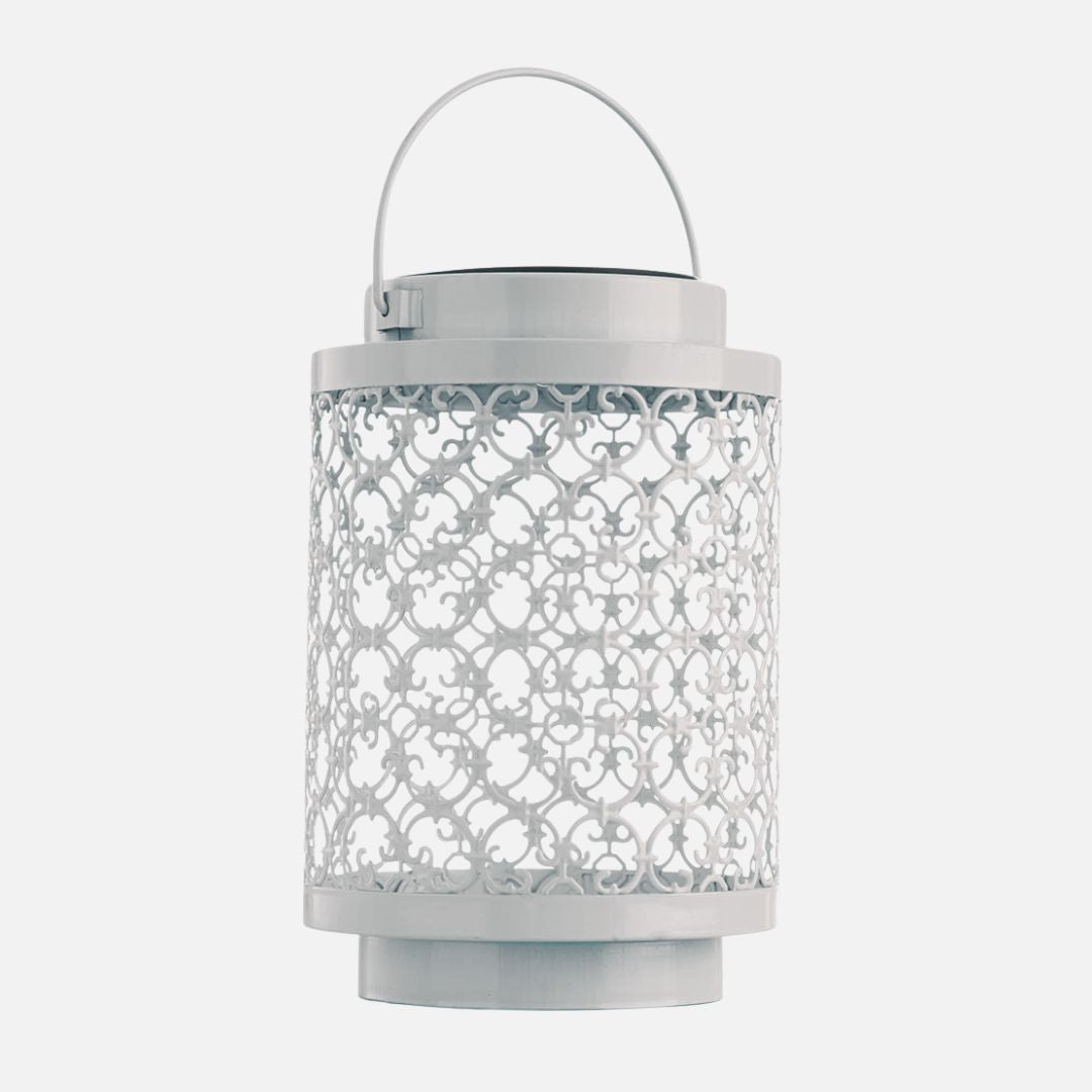 Solar LED Tuinlantaarn Wit Metaal Oosters Design 18cm Buiten