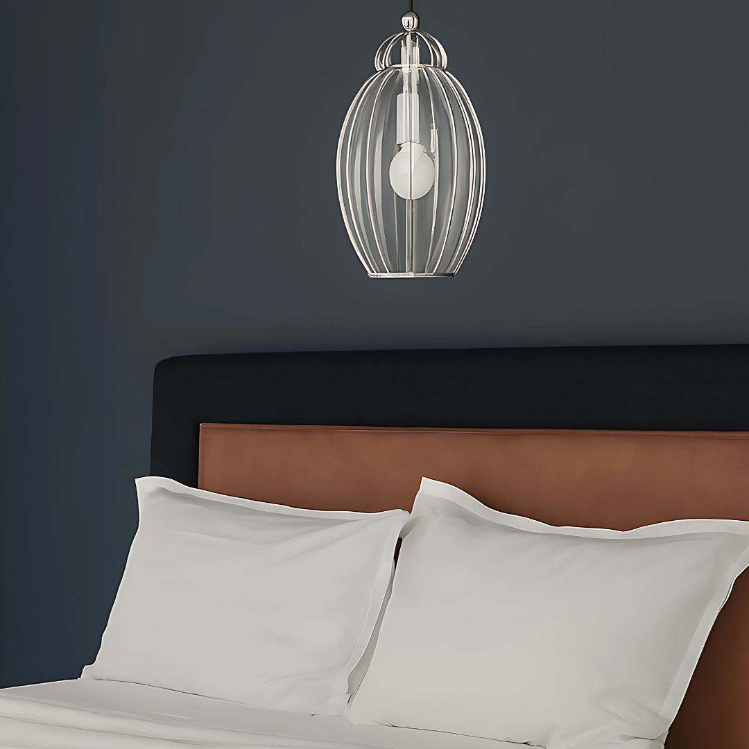 Moderne Hanglamp met Chroom Afwerking en Helder Glas voor Eettafel