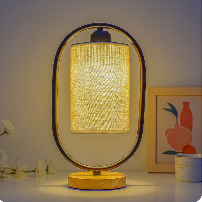Vintage Houten Tafellamp met Warm LED Licht voor Gezellige Verlichting 1